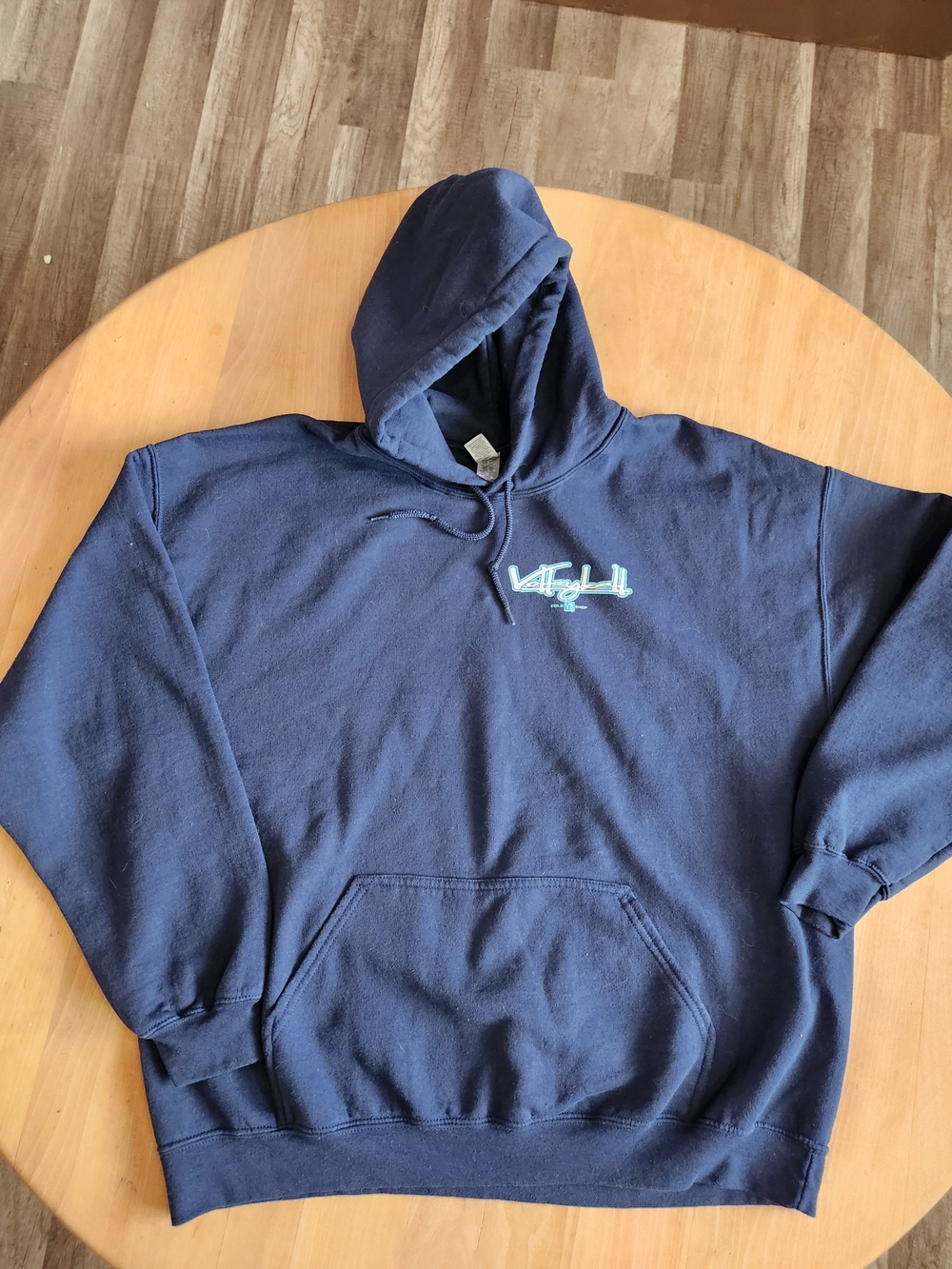 Gildan Navy Pullover Hoodie with Mint Logo